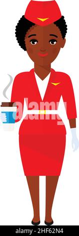 Stewardess Avatar in Flat Style Stock Vector