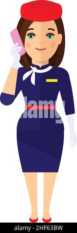 Stewardess Avatar in Flat Style Stock Vector