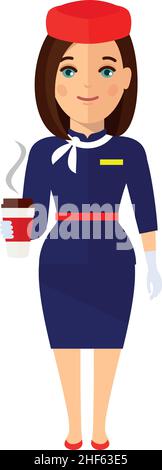Stewardess Avatar in Flat Style Stock Vector
