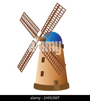 old classic windmill dutch holland european vector illustration isolated on white background Stock Vector