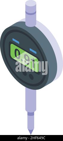 Engineering digital micrometer icon isometric vector. Ruler equipment. Micro precision Stock Vector