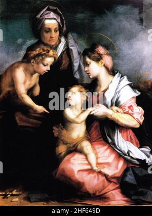 Sarto, Andrea del - Madonna col Bambino, Santa Elisabetta e San Giovannino - 1529. Stock Photo