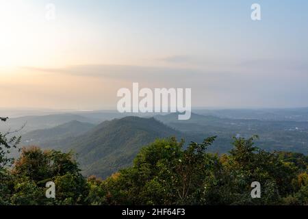 Magnificent view of sunset from Shri Siddhanath Temple in Borim, Ponda, Goa. Stock Photo