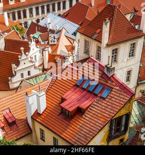 Old buildings in Prague view from above, Czech Republic Stock Photo