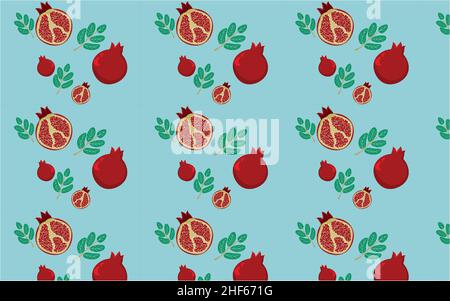 Vector seamless pattern with pomegranates. Decorative from pomegranate fruits.  Stock Vector