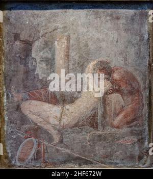 Satyr and maenad Herculaneum MAN Napoli Inv27699. Stock Photo