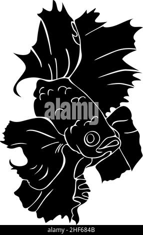 Vector illustration with silhouette of decorative fish. Isolated fish. Stock Vector