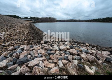 Falls Lake Dam in Raleigh, NC Stock Photo