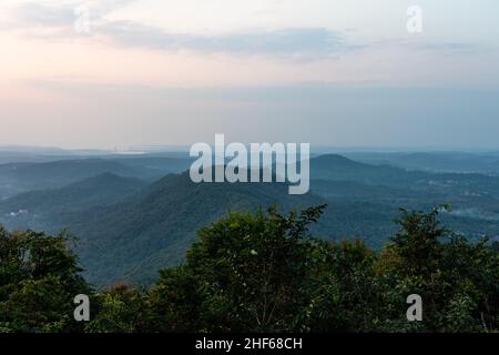 Magnificent view of sunset from Shri Siddhanath Temple in Borim, Ponda, Goa. Stock Photo