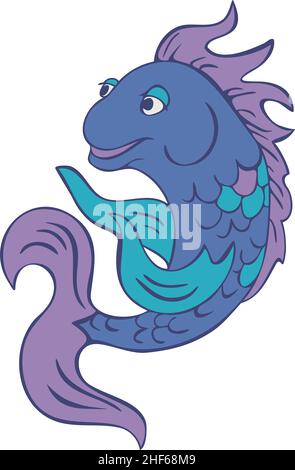 Vector illustration of hand drawn fish. Cartoon isolated fish. Stock Vector