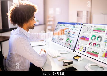 African Businessman Using Analytics Data KPI Dashboard Stock Photo - Alamy
