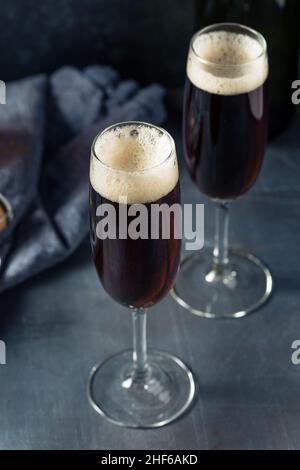 Refreshing Cold Black Velvet Cocktail with Stout and Champagne Stock Photo