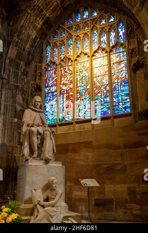 Manchester, UK - 22nd September 2019: Interior of Manchester Cathedral in city centre. Religious background including The Rt Revd the Bishop of Manche Stock Photo