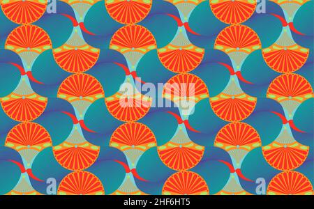 African Wax Print fabric, Ethnic overlap ornament seamless design, kitenge pattern motifs floral elements. Vector texture, afro colorful textile Stock Vector