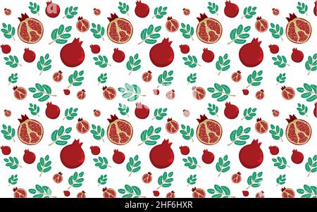 Vector seamless pattern with pomegranates. Decorative patterns of pomegranate Stock Vector