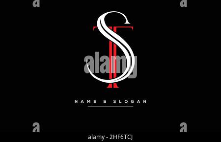 ST, TS Abstract Letters Logo monogram Stock Vector