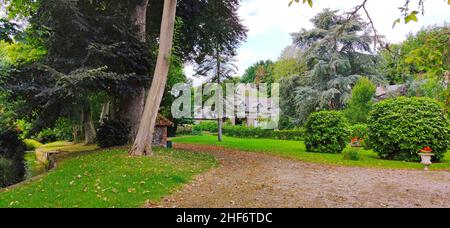 Veules-les-Roses is located on the shortest river in France and is one of the most beautiful villages in Normandy,  Cote d 'Albatre, Stock Photo