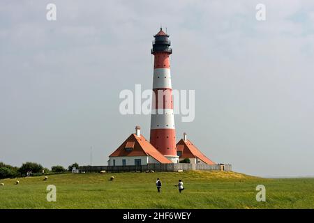 Westerheversand lighthouse,  Westerhever,  Eiderstedt peninsula,  Schleswig-Holstein Wadden Sea National Park,  Schleswig-Holstein,  Germany
