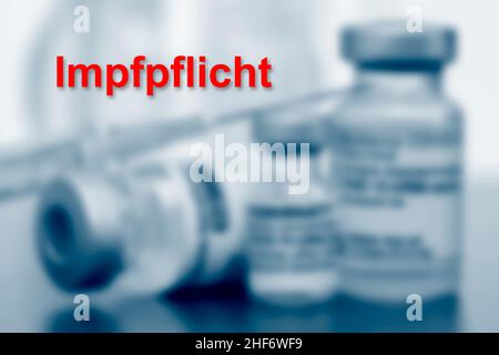 Compulsory vaccination against corona with vaccine Stock Photo