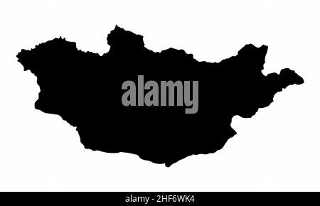 Mongolia silhouette map isolated on white background Stock Vector