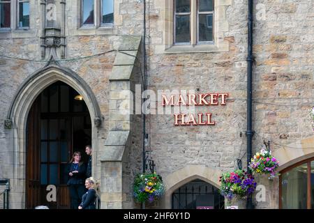 Durham, UK - 14th July 2019: Durham's Market Hall is the beating heart of Durham, with over 50 independent traders offering a wide range of foods Stock Photo