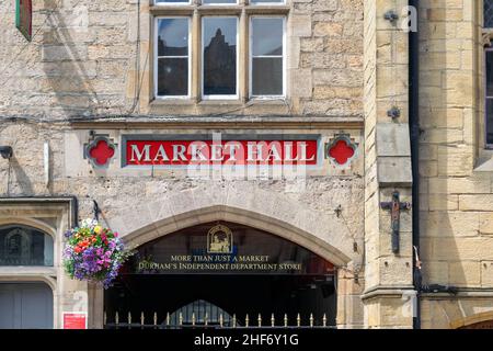 Durham, UK - 14th July 2019: Durham's Market Hall is the beating heart of Durham, with over 50 independent traders offering a wide range of foods Stock Photo
