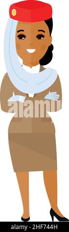 Stewardess Avatar in Flat Style Stock Vector