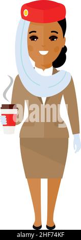 Stewardess Avatar in Flat Style Stock Vector