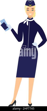Stewardess Avatar in Flat Style Stock Vector