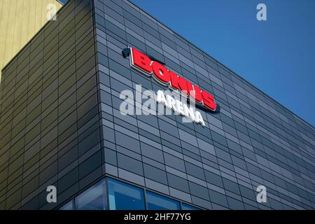 Close up of the New Bonus Concert Arena in Hull City Centre near Princess Quay shopping centre. Hull was City of Culture 2017 Stock Photo