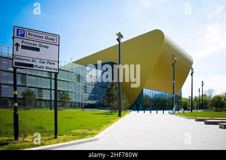 Close up of the New Bonus Concert Arena in Hull City Centre near Princess Quay shopping centre. Hull was City of Culture 2017 Stock Photo