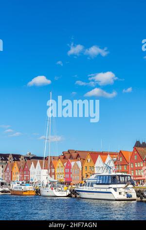 Bryggen Hanseatic Wharf in Bergen,  Hordaland,  Southern Norway,  Norway,  Scandinavia,  Northern Europe,  Europe Stock Photo