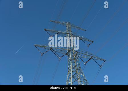 Power pole,  blue sky Stock Photo