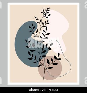 Abstract composition with geometric spots, black colors and lines. Can be used for any kind of design. Vector template. Boho style. Stock Vector