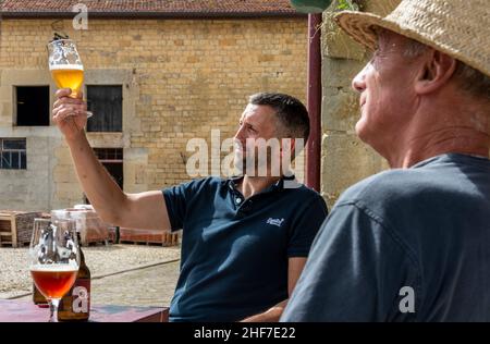 France,  Lorraine,  Pays de Stenay et du Val Dunois,  Grand Est region,  Mouzay,  beer,  Brasserie de Charmois,  Alain Bonnefog Stock Photo