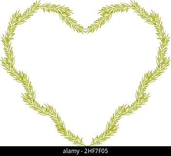 Hand-drawn flower frame. A heart wreath for a wedding invitation or a holiday card. An element of natural design. Love and Valentine's Day. Stock Vector
