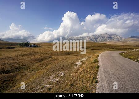 Alm on mountain road near Santo Stefano di Sessiano,  Abruzzo,  Italy