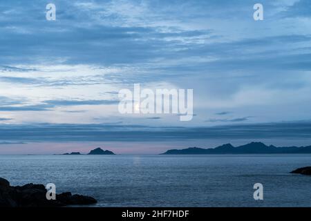 Norway,  Lofoten,  Austvågøya,  west coast,  archipelago,  half moon Stock Photo