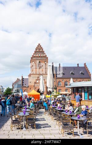 Roskilde,  old city hall,  square Staendertorvet,  market in Roskilde,  Zealand,  Sealand,  Sjaelland,  Denmark Stock Photo