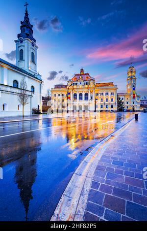 Oradea, Romania. Cloudy rainy day touristic destination Art Nouveau city in historic Crisana - Transylvania, Eastern Europe Stock Photo