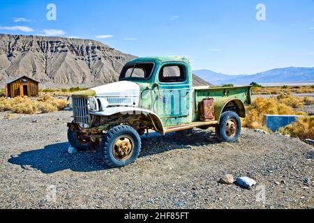 old stage wagon in Ghost town and former Gold Town of Ballarat, near the Panamid mountains Stock Photo