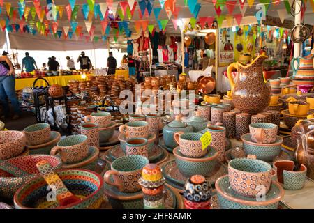 Mexico, Oaxaca, Ciudad Ixtepec - December 4, 2021: local market of Mexican crafts in Oaxaca Stock Photo