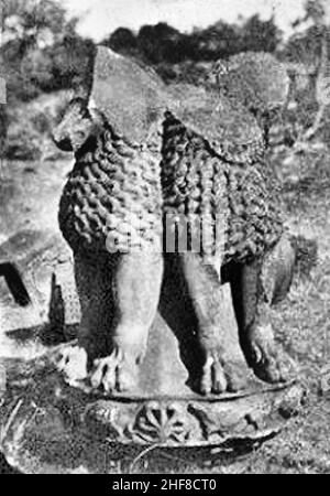 Sanchi Ashoka pillar capital 1880. Stock Photo