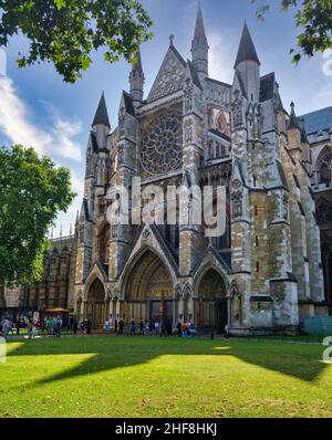 Westminster Abbey,Gothic abbey church in the City of Westminster, london, It is one of the UK's most notable religious buildings Stock Photo