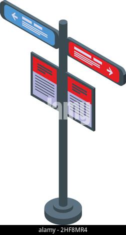 Metro direction pillar icon isometric vector. Subway ticket. Card machine Stock Vector