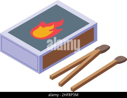 Matches box icon isometric vector. Matchbox fire. Safety burnt Stock Vector