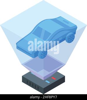 Car hologram icon isometric vector. Digital projection. Cad engine Stock Vector