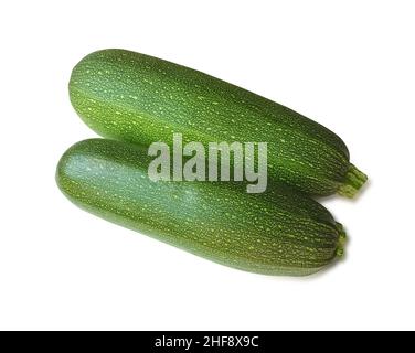 Two zucchini isolated on white background Stock Photo