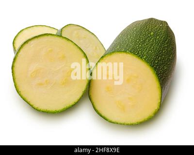 Slices of zucchini isolated on white background Stock Photo