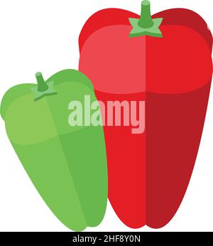 Red green paprika icon isometric vector. Sweet pepper. Hot spicy Stock Vector